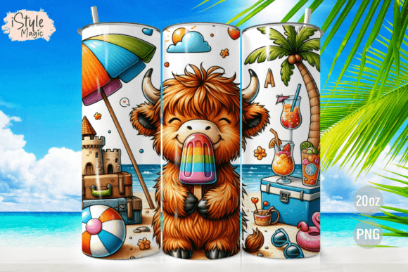 Download Highland Cow Beach Summer Tumbler Wrap - Summer tumbler Collection