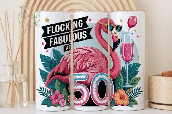 Download Fabulous 50th Flamingo Tumbler Wrap - Flamingo tumbler wrap Collection