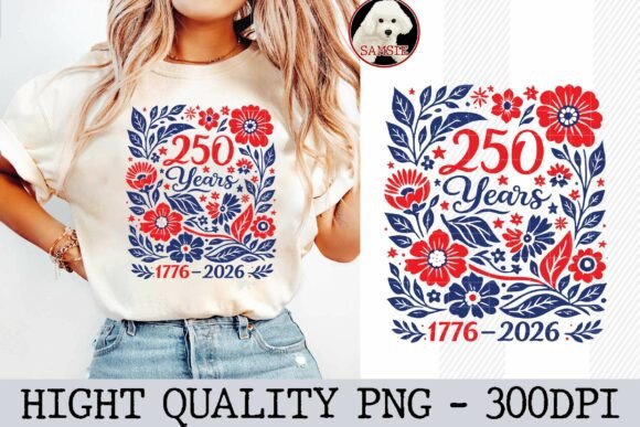 Download 250 Years PNG – Patriotic Floral USA Des - Premium Resources