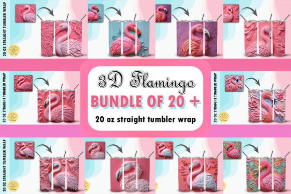 Download 3D Pink Flamingo Tumbler Wrap Bundle - Flamingo tumbler wrap Collection