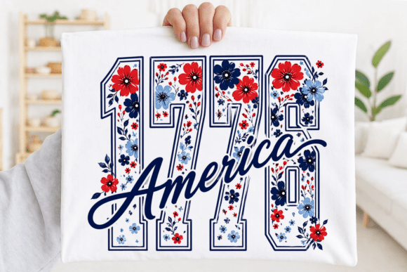 Download 1776 America Floral Fourth of July PNG - Premium Resources