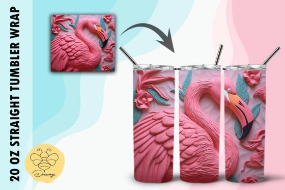 Download 3D Pink Flamingo Tumbler Wrap - Premium Bundle