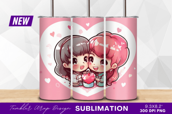 Download Two Cute Cartoon Girls Holding Tumbler - Premium Bundle