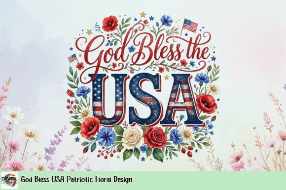 Download God Bless USA Patriotic Floral Design - Patriotic floral design Collection
